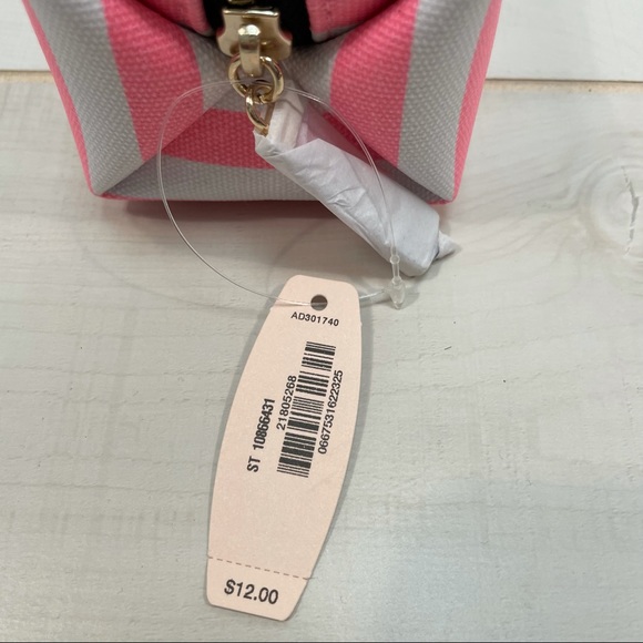 Victoria’s Secret Pink & White Stripe Fabric Zip Case - Picture 5 of 6